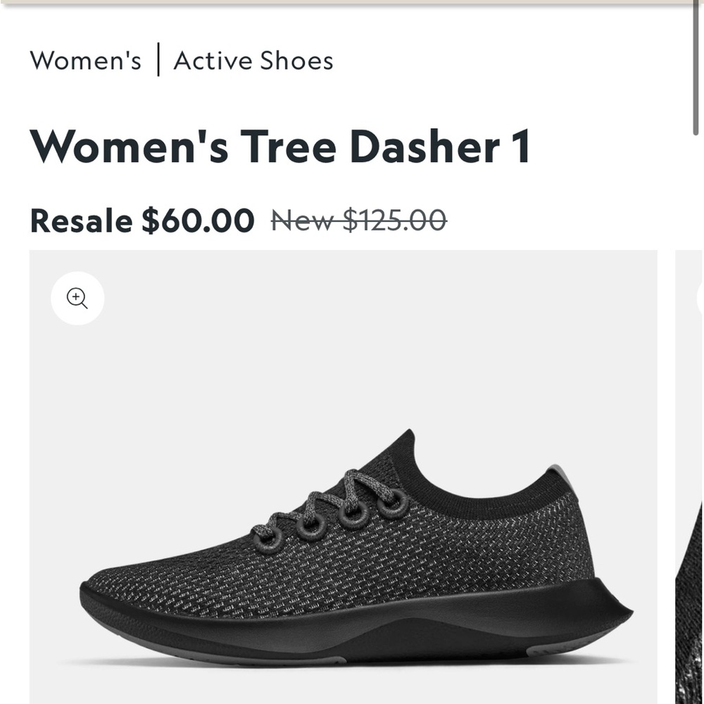 Allbirds Women’s Tree Dasher 1 Black Running Shoes Size 7